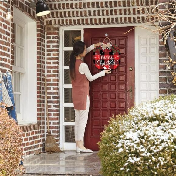 Merry Christmas Decoration Wreath, Merry Christmas Sign Front Door Decoration - Picture 5 of 6
